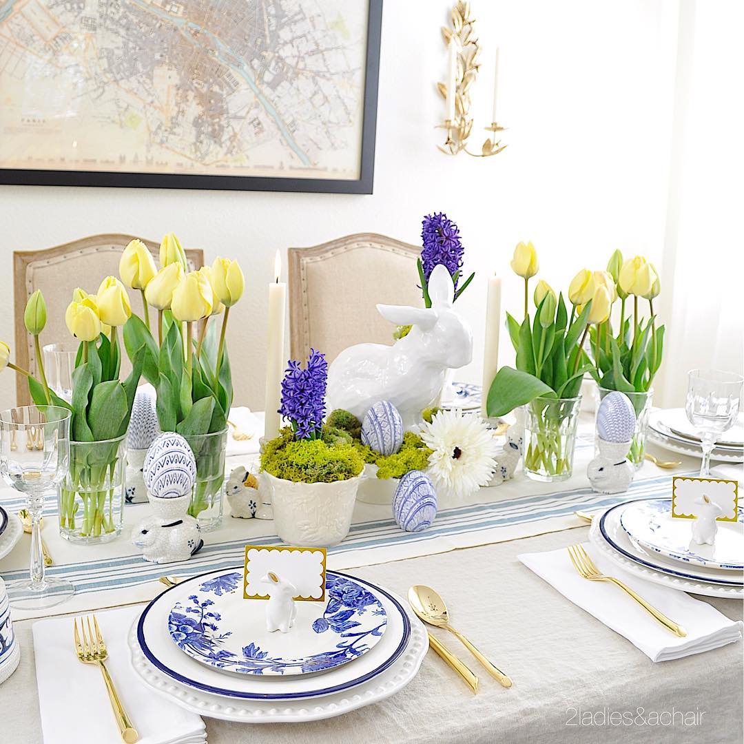 4. Yellow and Purple Flowers Along a Striped Runner