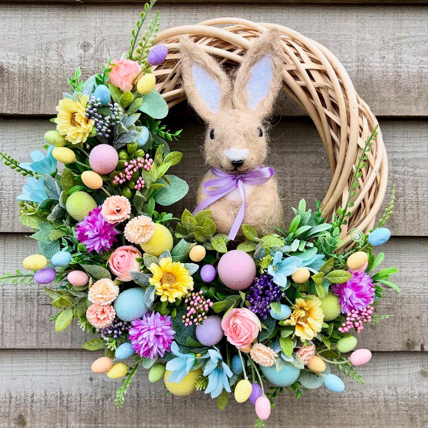 10. A Bunny Framed by Pastel Eggs