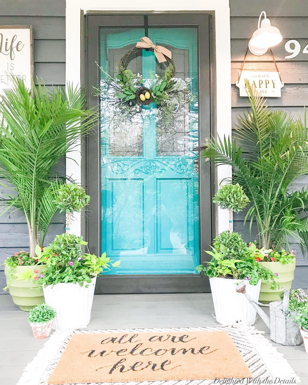 16. A Natural Ribbon on a Bright Teal Door