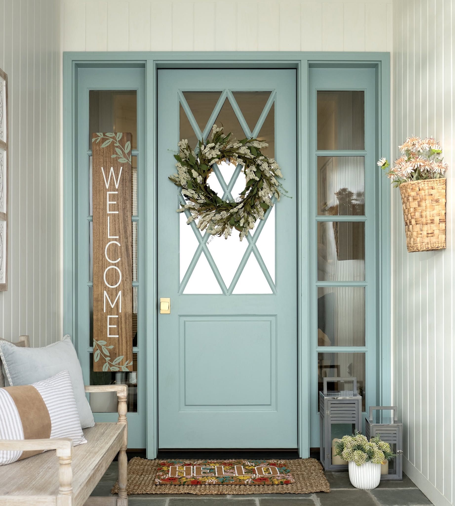 19. White Blossoms over Decorative Glass