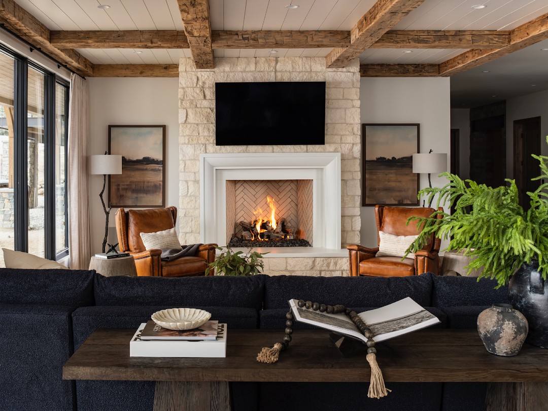 8. Use Paired Furnishings to Settle a Textured Wall
