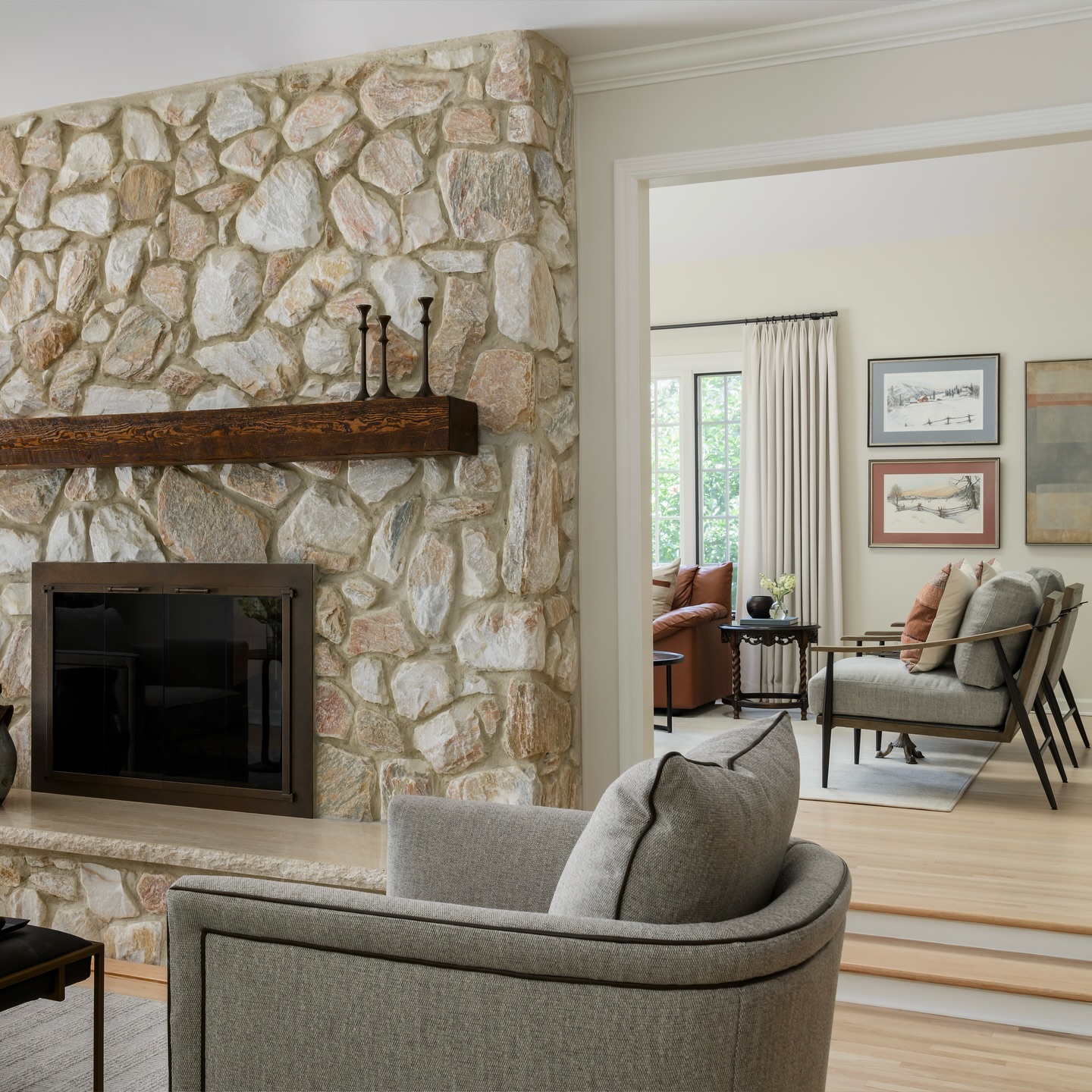 10. Carry Stone Colors into an Adjoining Sitting Area