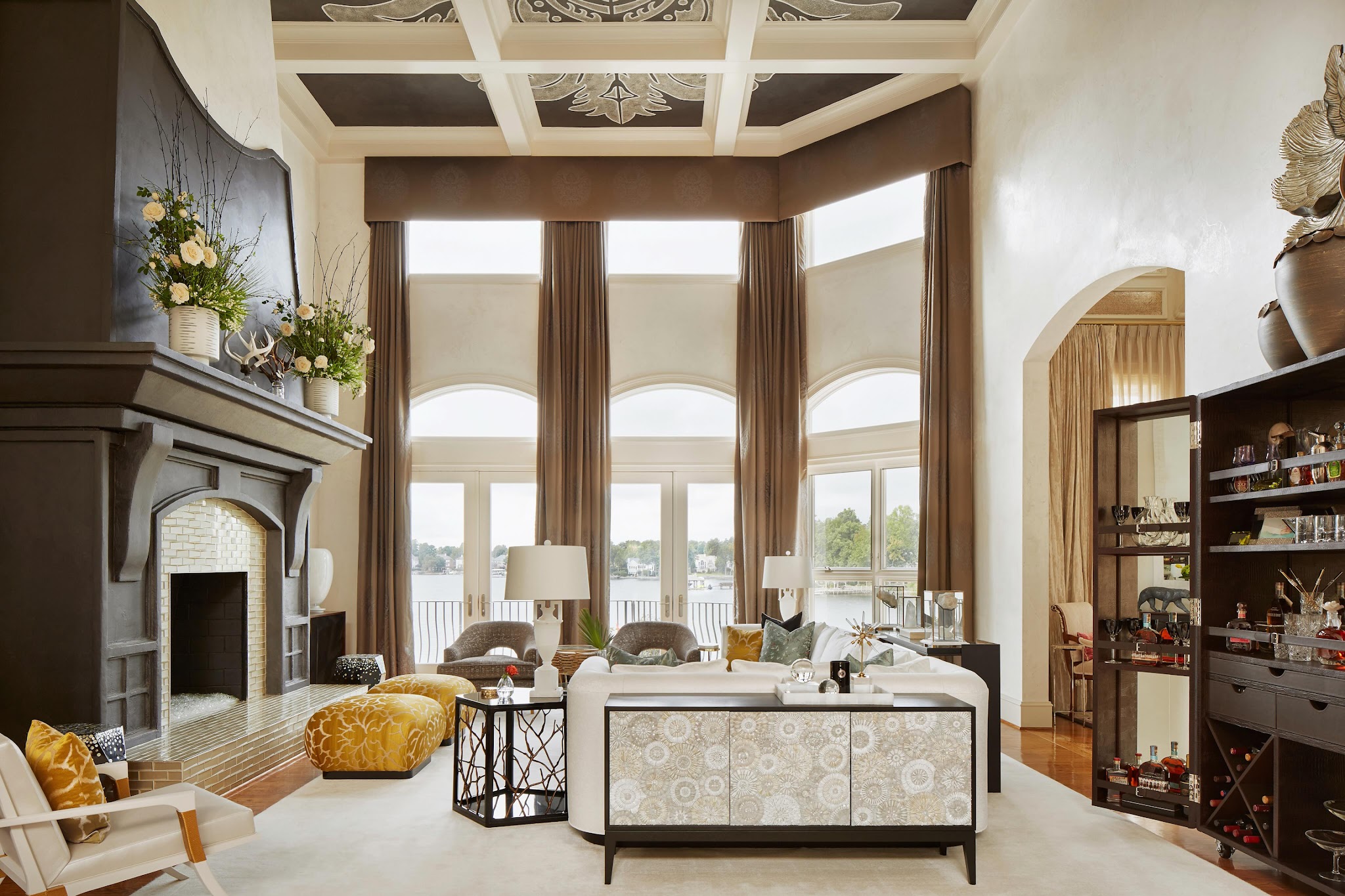 11. Tall Taupe Curtains for a Grand Room