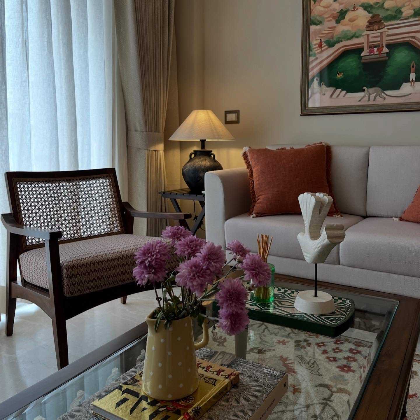 12. Terracotta Accents Against Taupe Walls