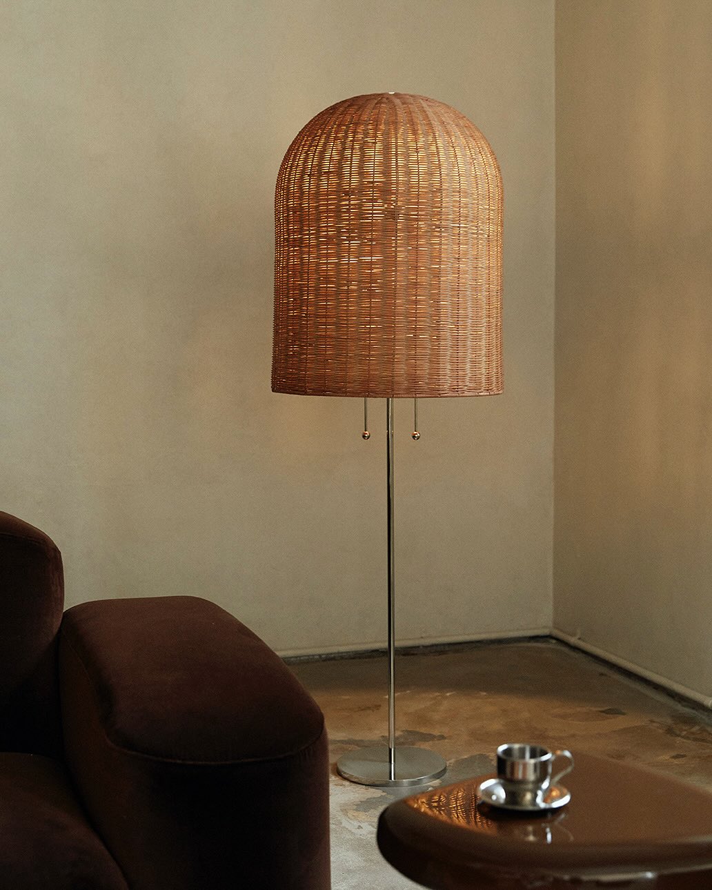 20. A Woven Floor Lamp in a Taupe Corner