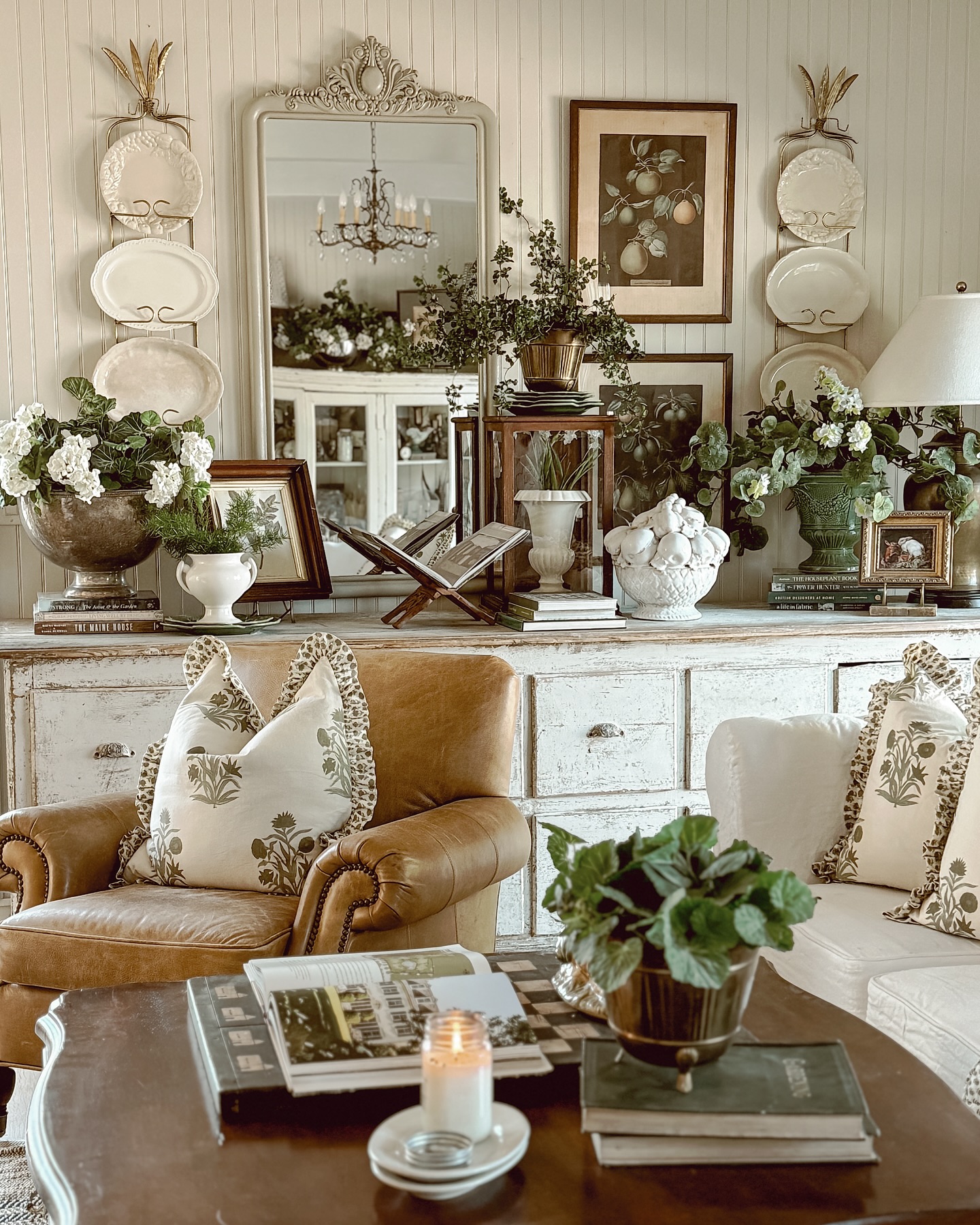 11. Arrange Decorative Plates Around a Central Mirror
