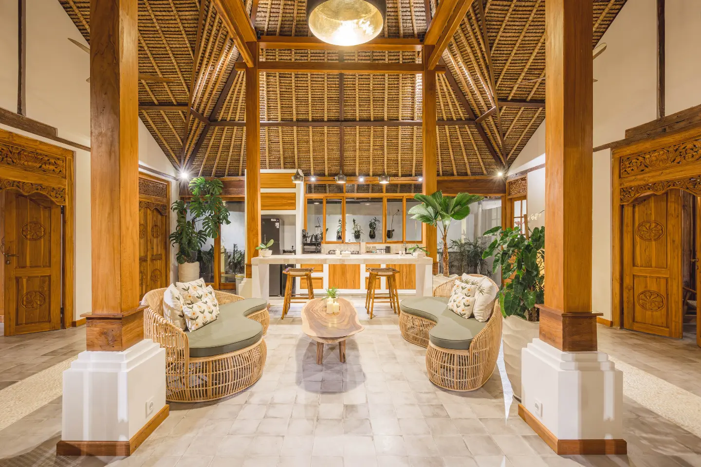 10. Use Curved Woven Sofas Under Tall Beams