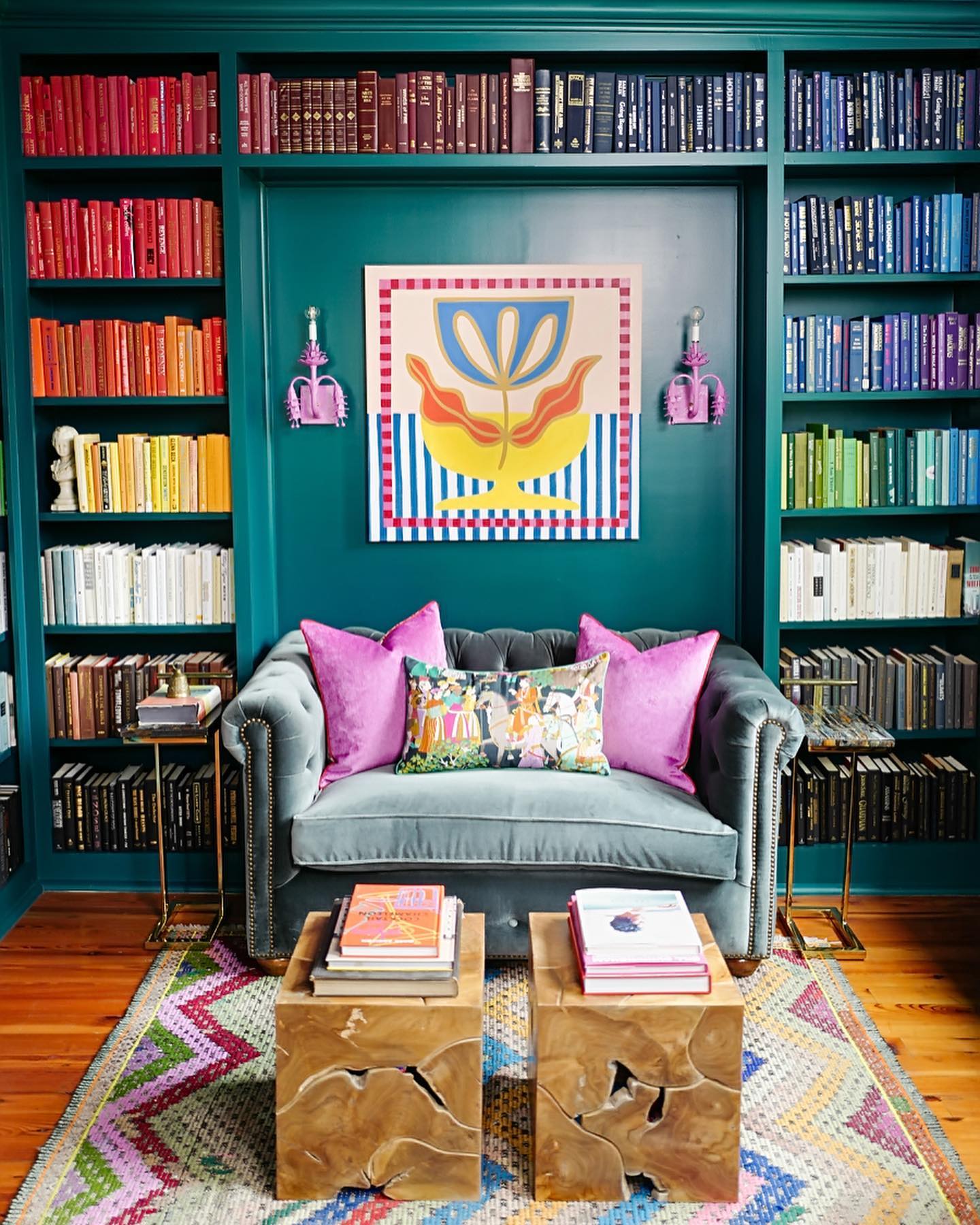 12. Build a Turquoise Reading Nook Around Books