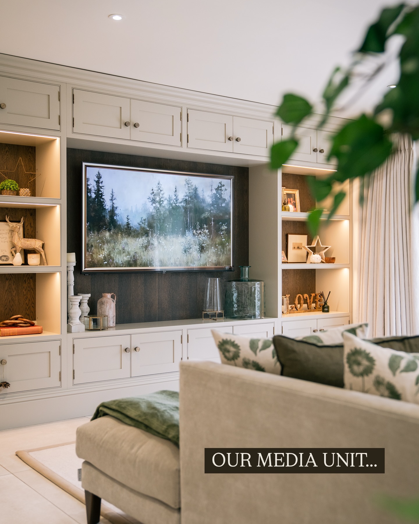 4. Give Pale Cabinets a Dark Wood Backdrop