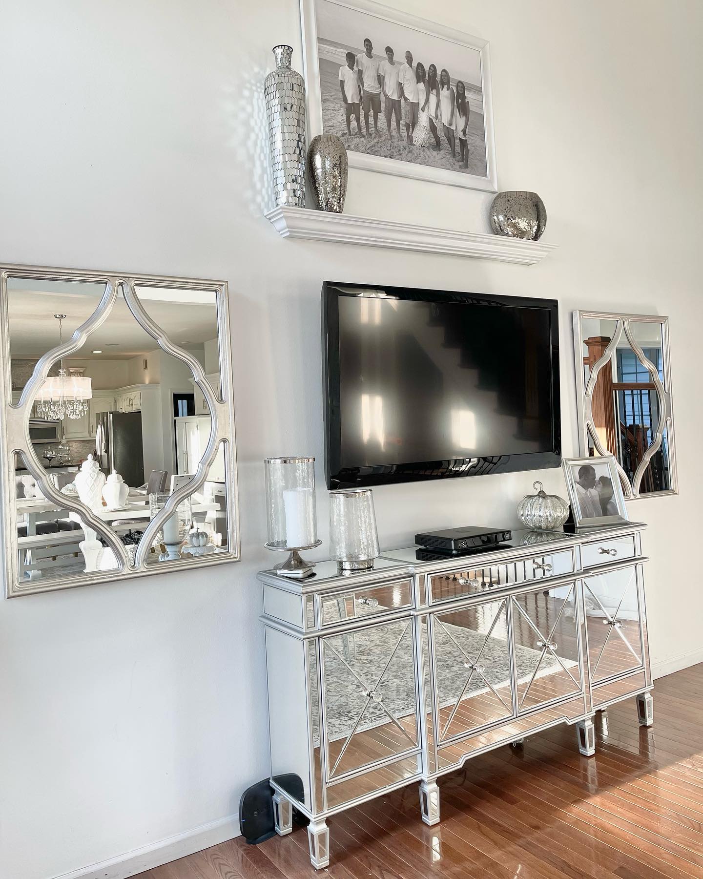 8. Frame the Screen With Decorative Mirrors