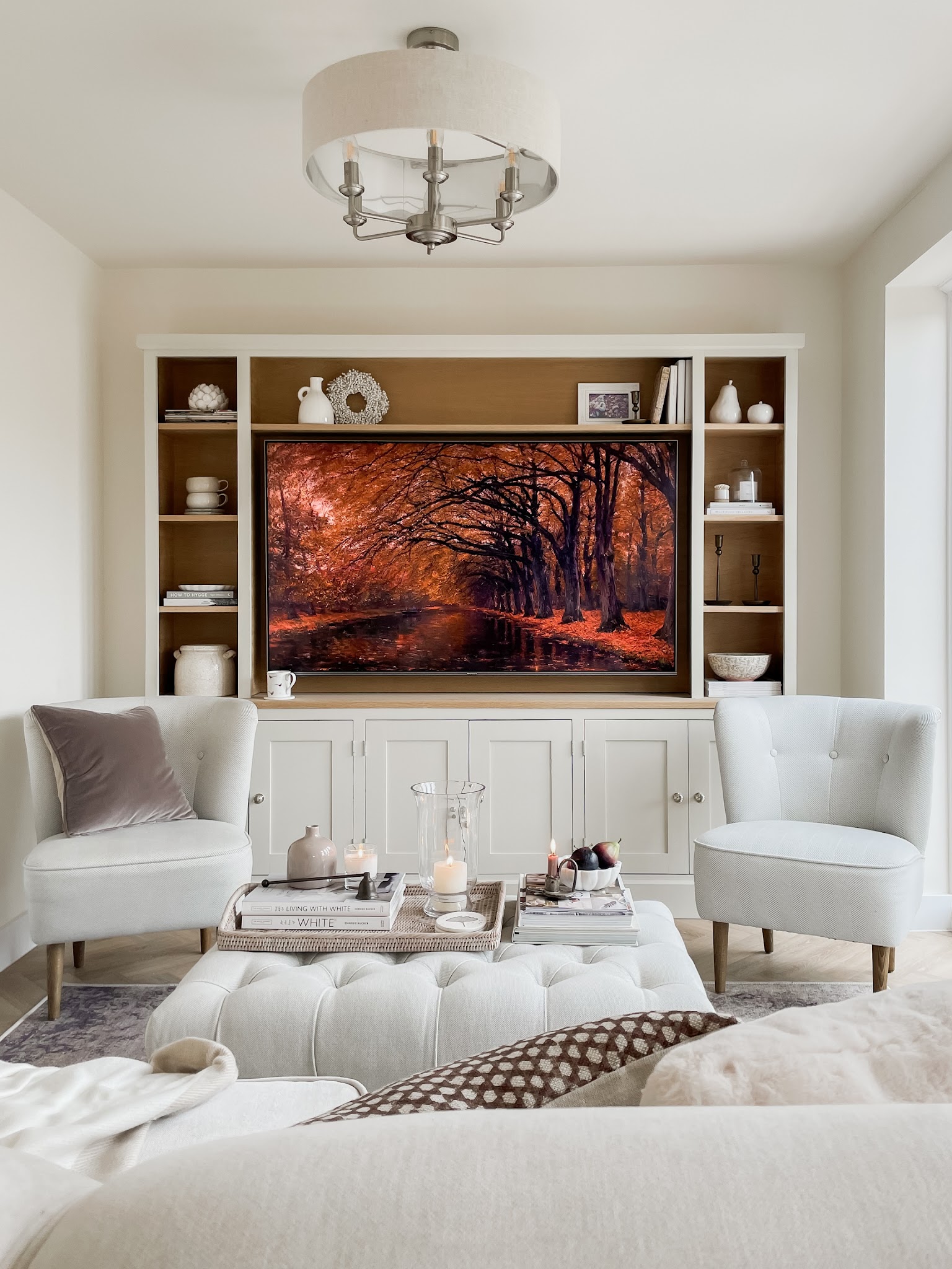 20. Let Autumn Screen Art Warm a Neutral Room