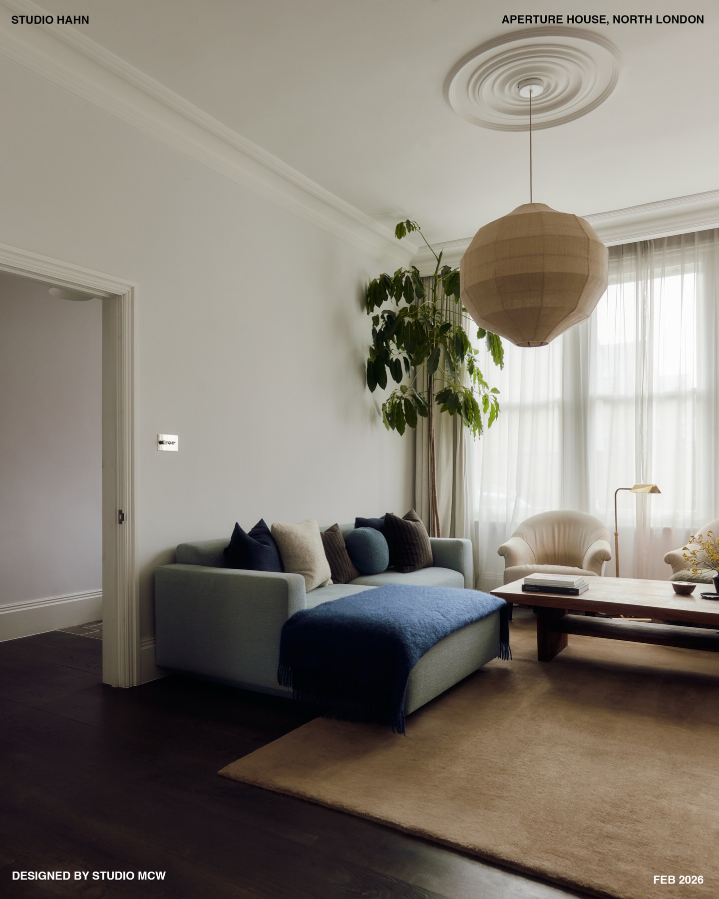 7. Balance a Ceiling Medallion with Simple Furniture