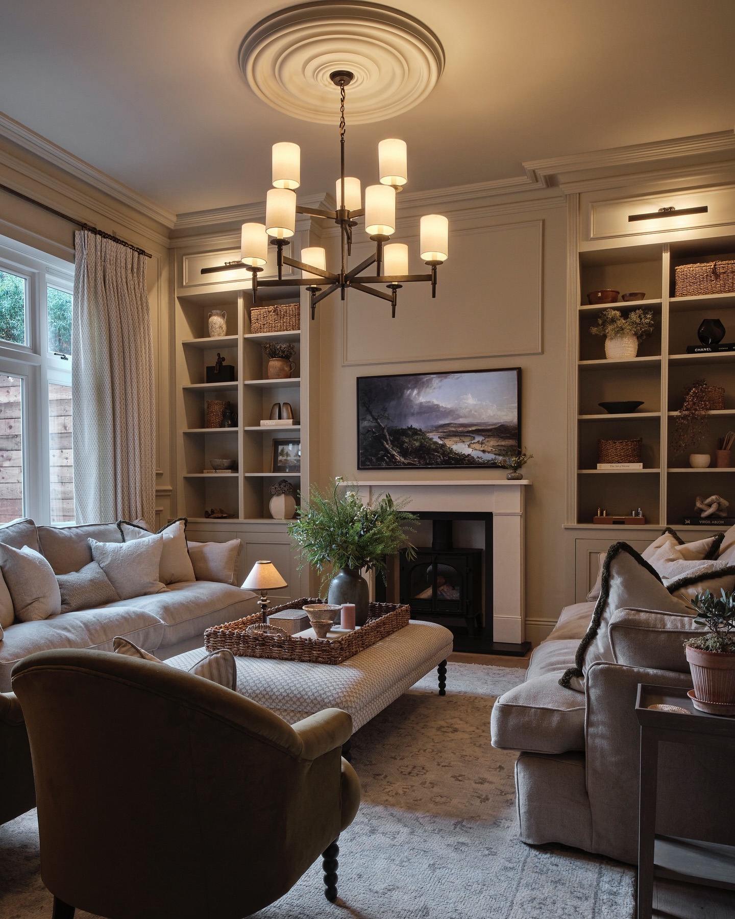16. Frame the Fireplace with Matching Illuminated Shelves
