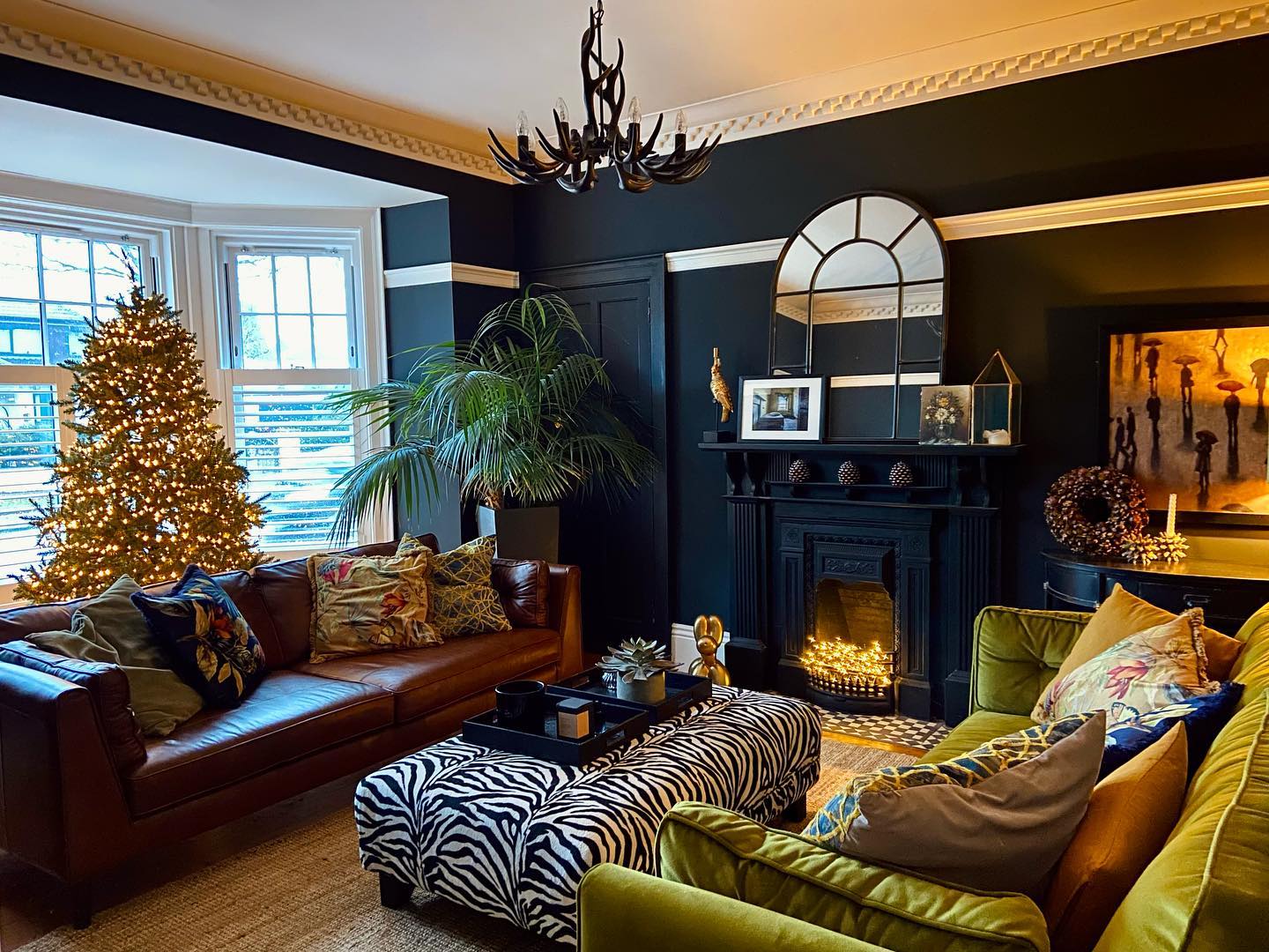 18. Add One Bold Animal Print to a Dark Room