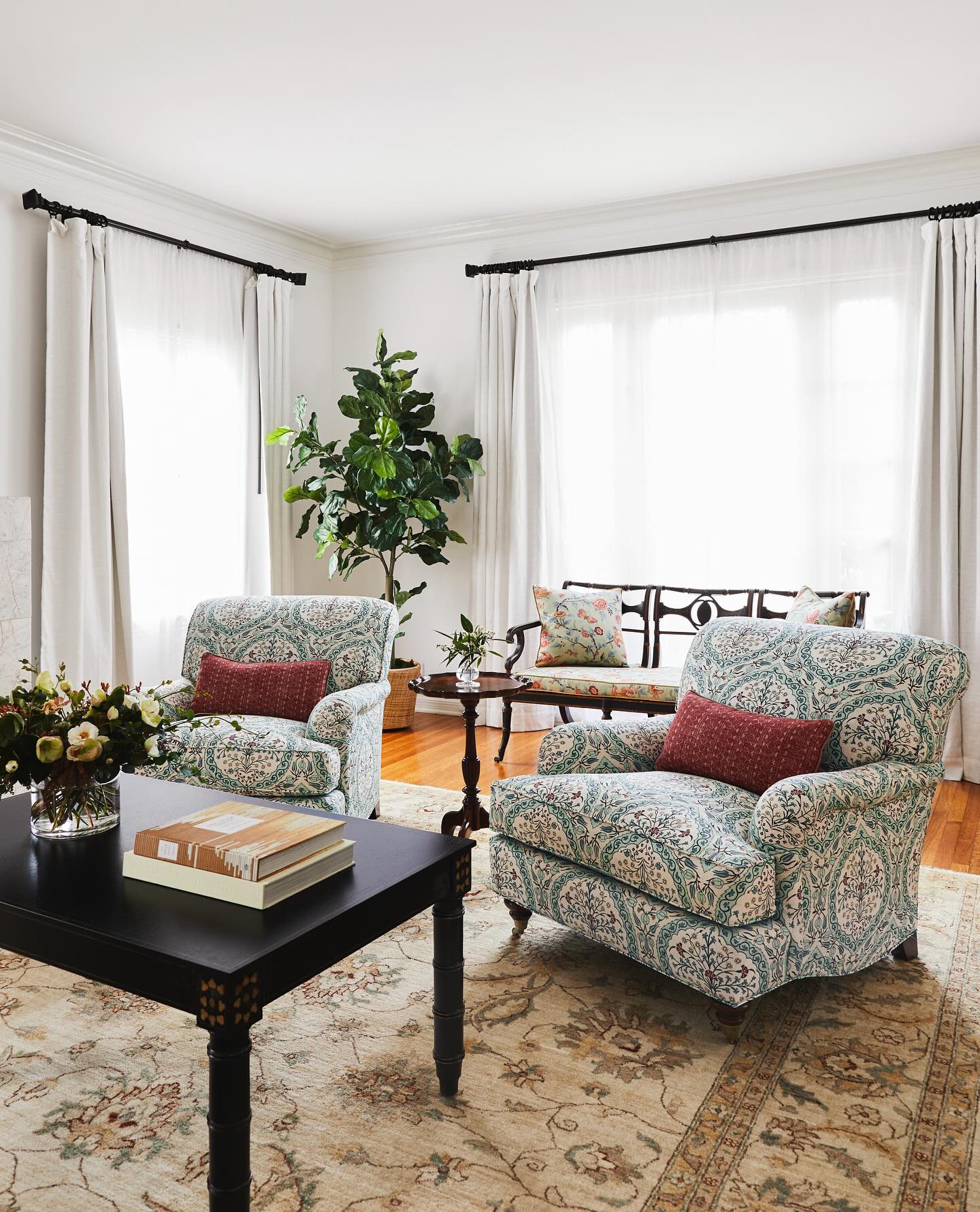 2. Balance Patterned Chairs With Plain Curtains