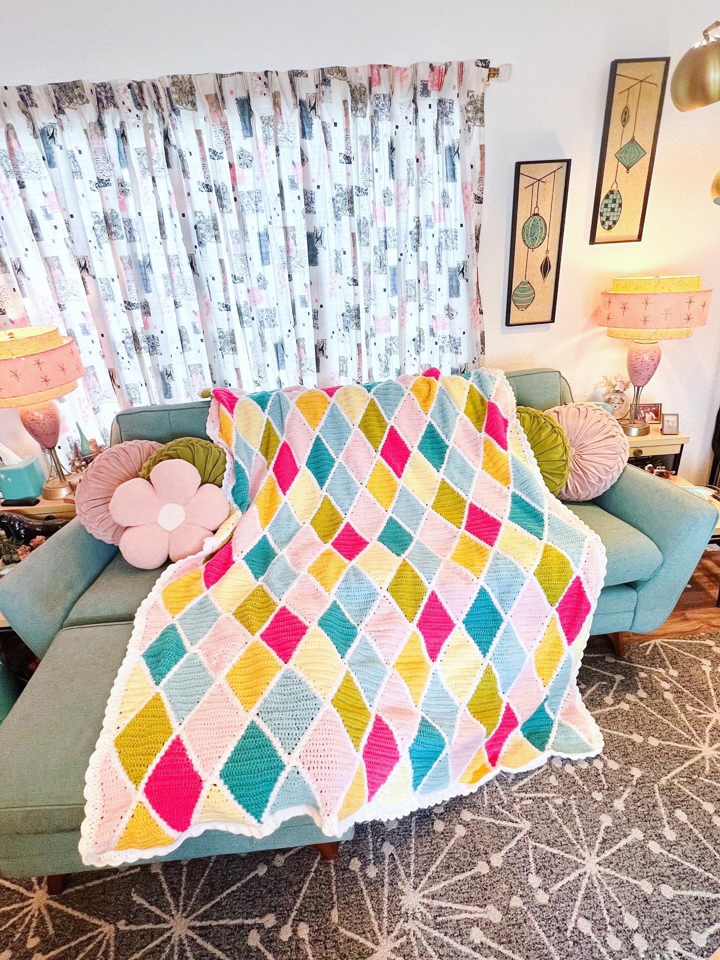 9. Bring Handmade Color to a Blue Sofa