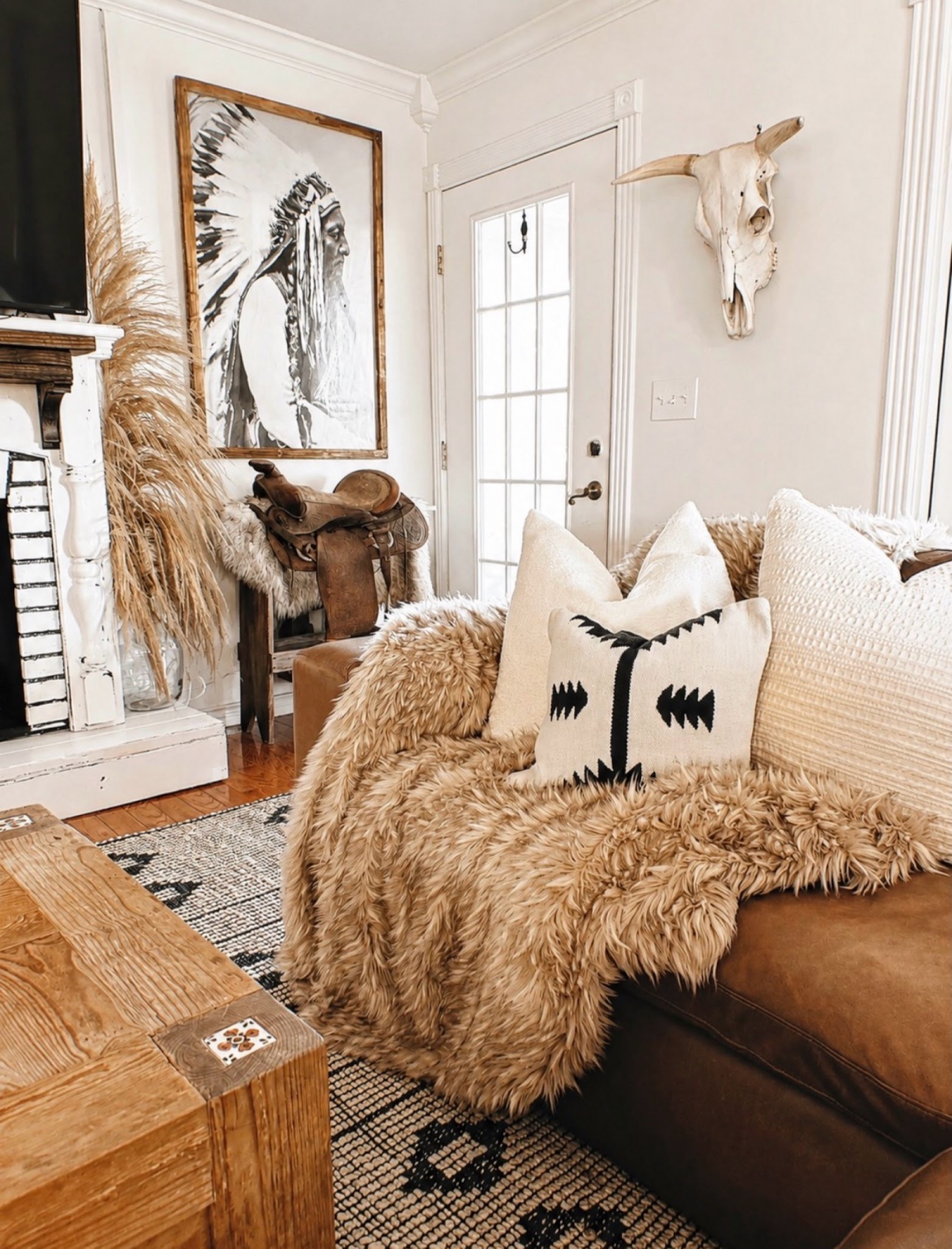 11. Layer Shaggy Throws Over Smooth Upholstery