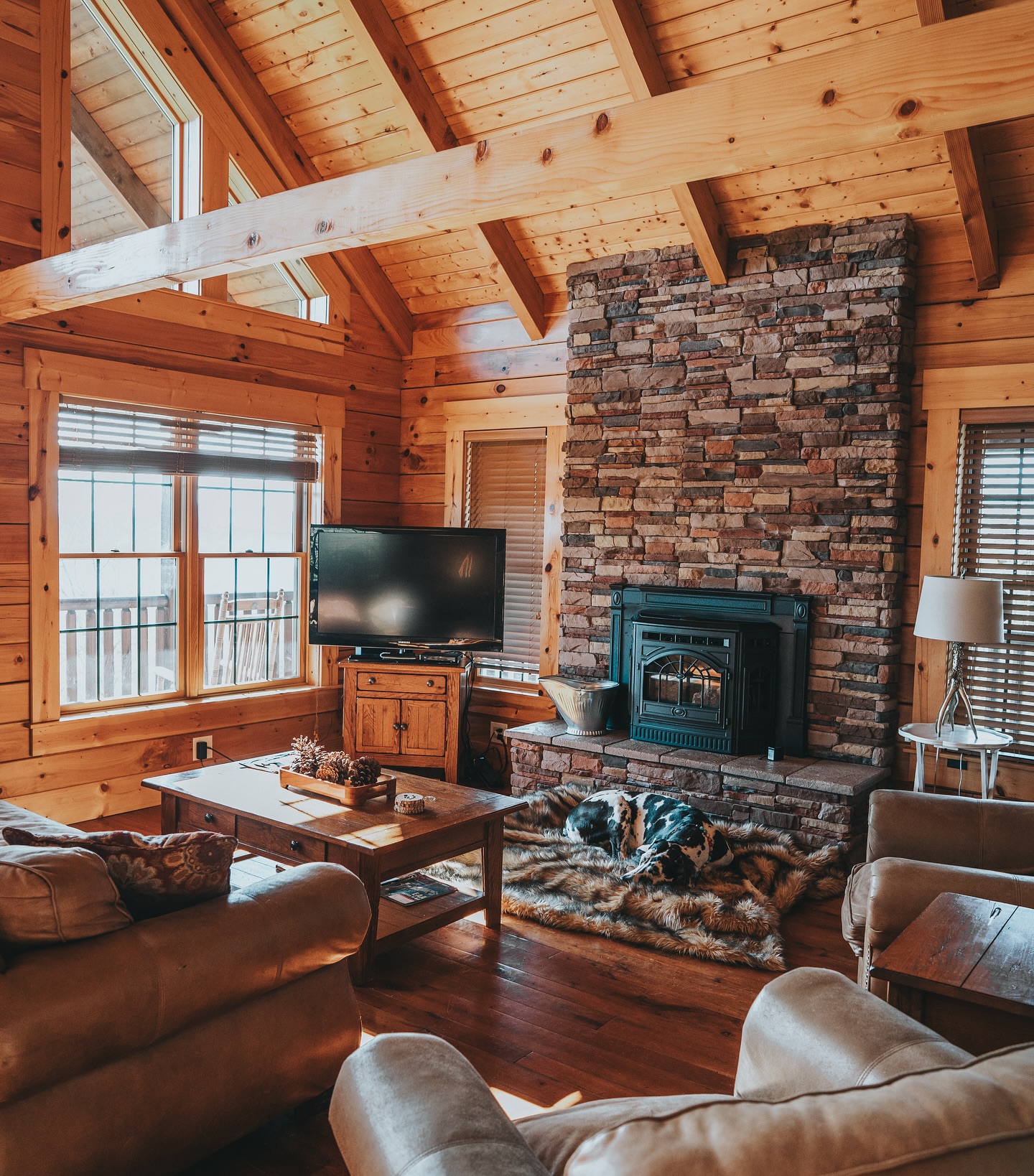 15. Balance a Stone Hearth With Relaxed Seating