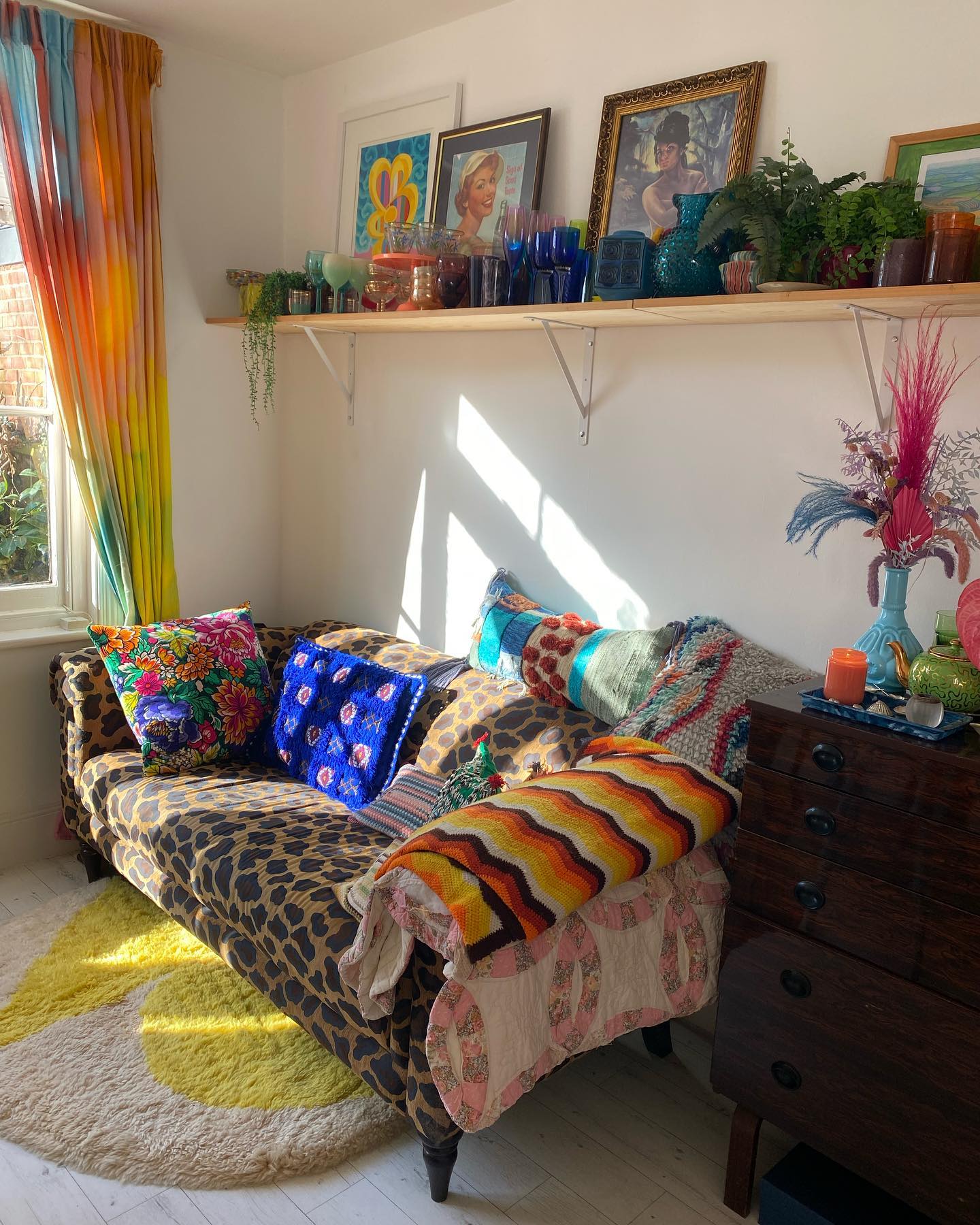 7. Refresh a Sofa With Delightfully Clashing Throws