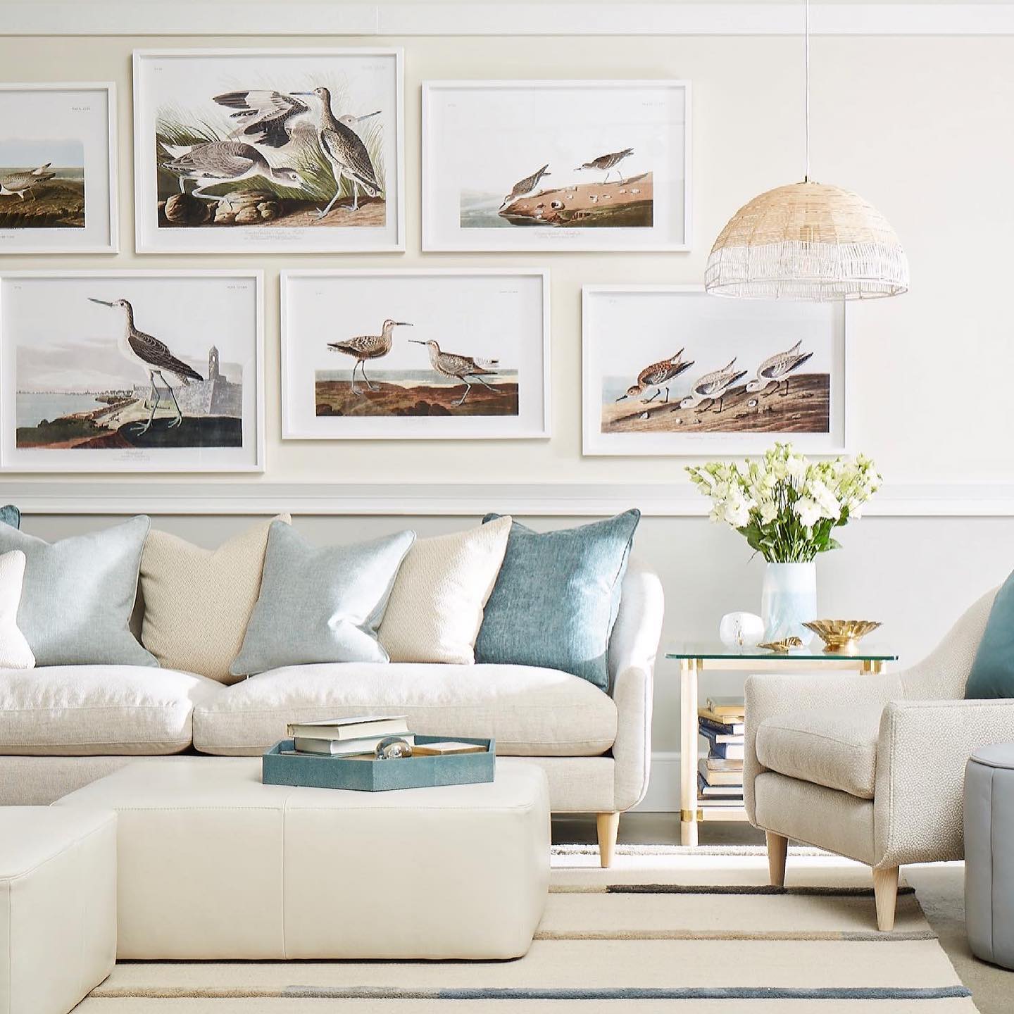 8. Build a Coastal Gallery Above a White Couch