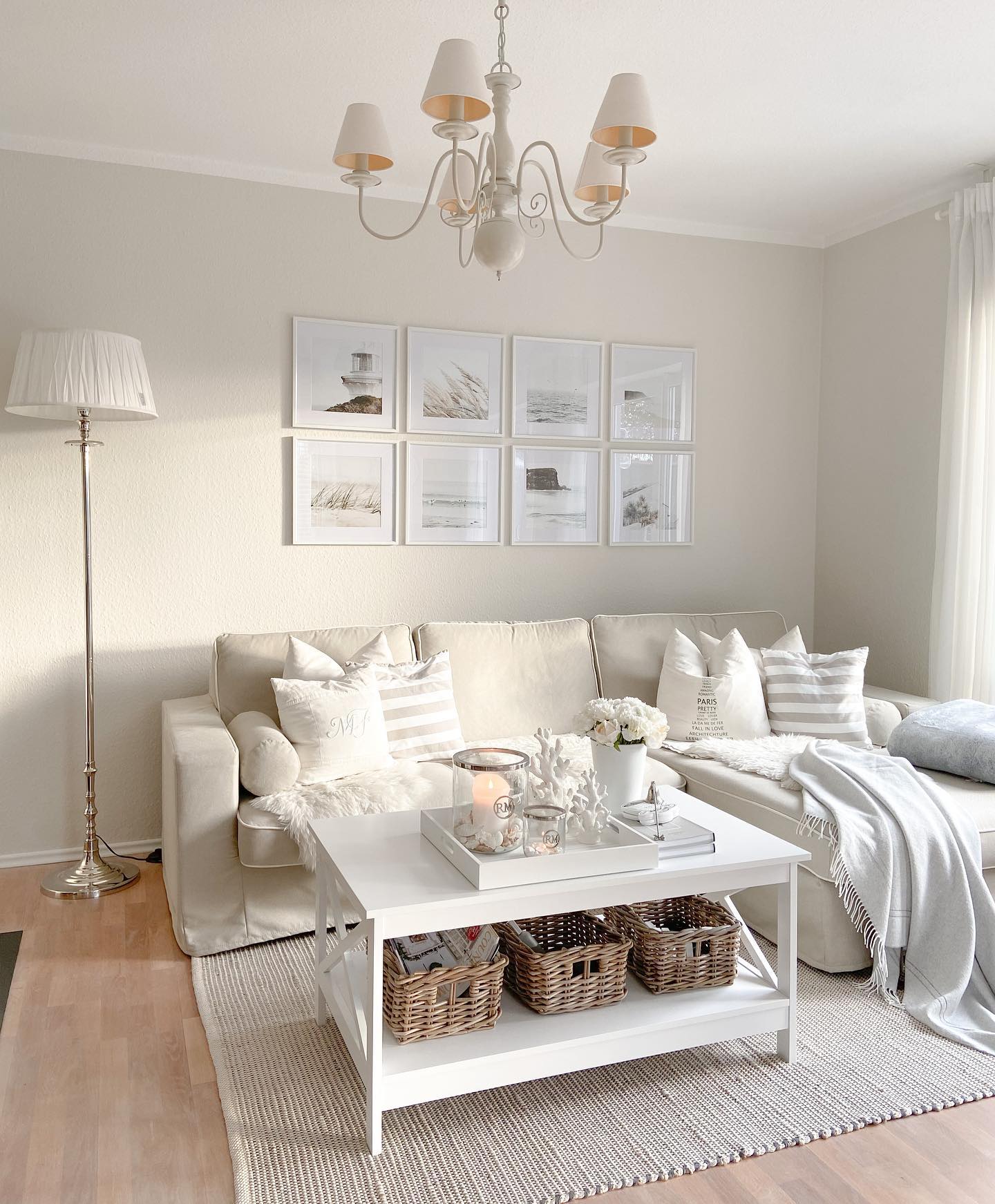 16. Layer Soft Textiles on a White Chaise Sofa