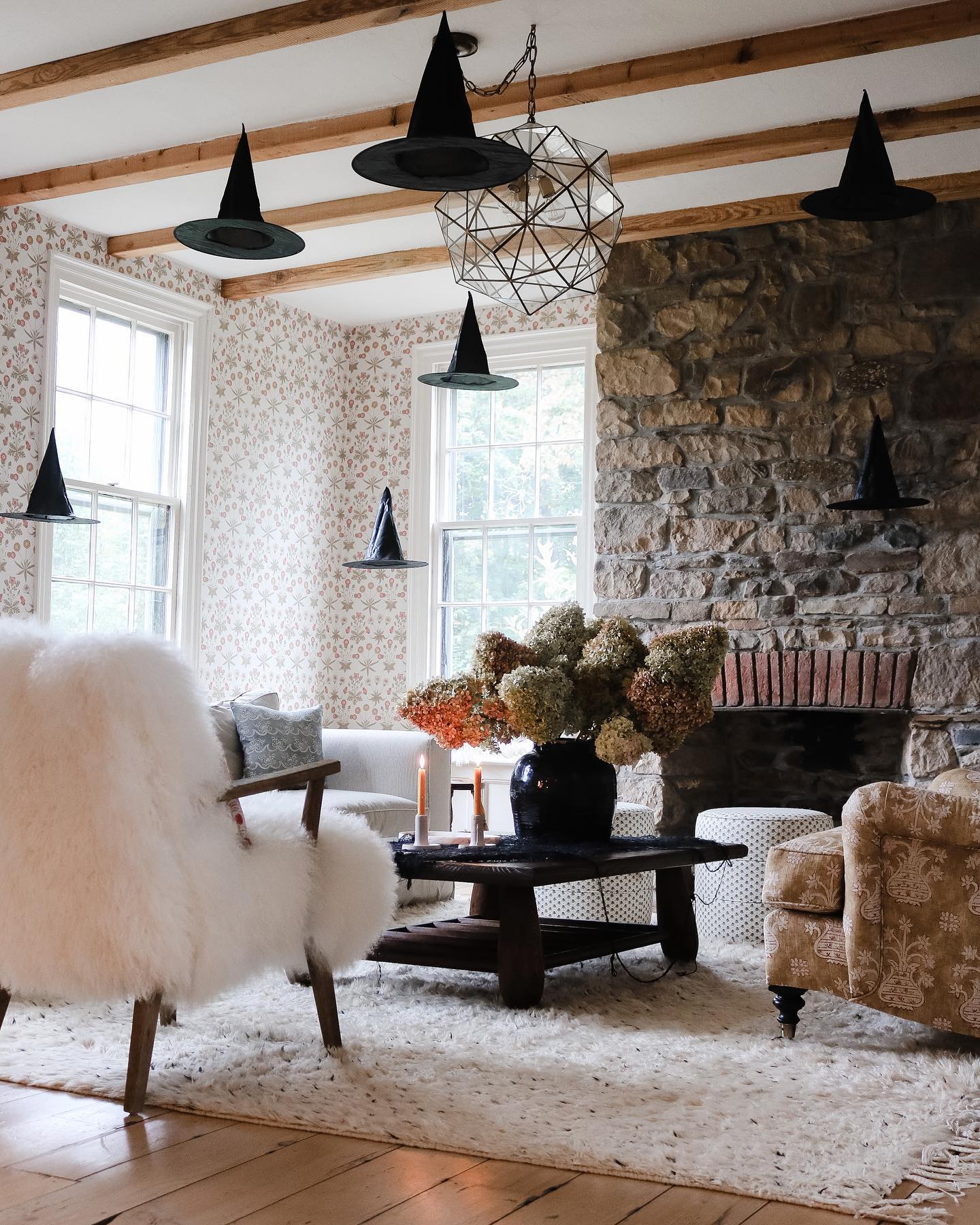 3. Float Witch Hats Over a Cottage Sitting Area