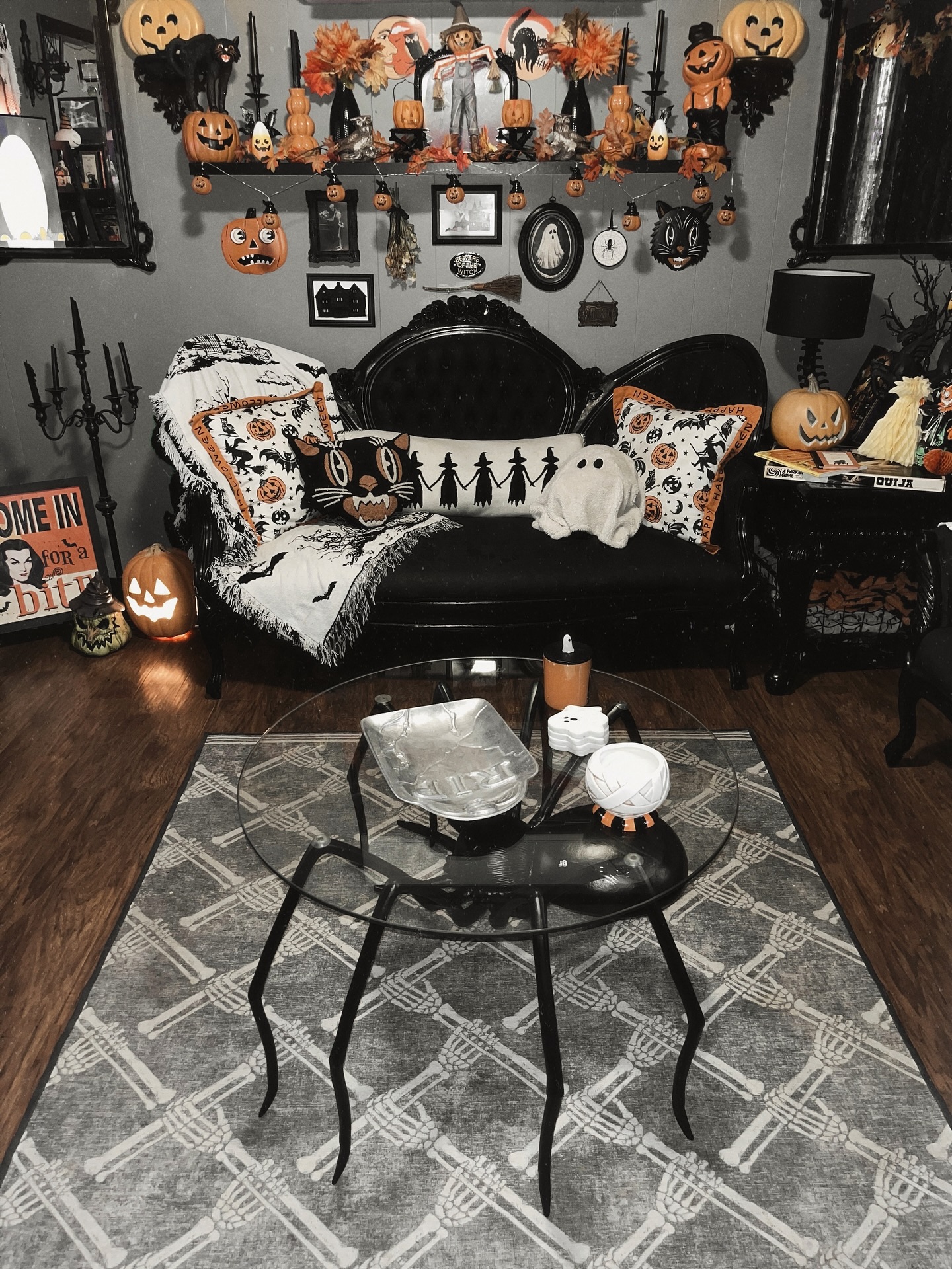 4. Build a Halloween Gallery Above a Black Settee
