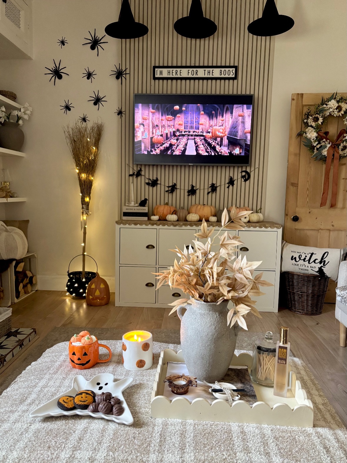 9. Turn a Media Wall Into a Seasonal Witchy Display