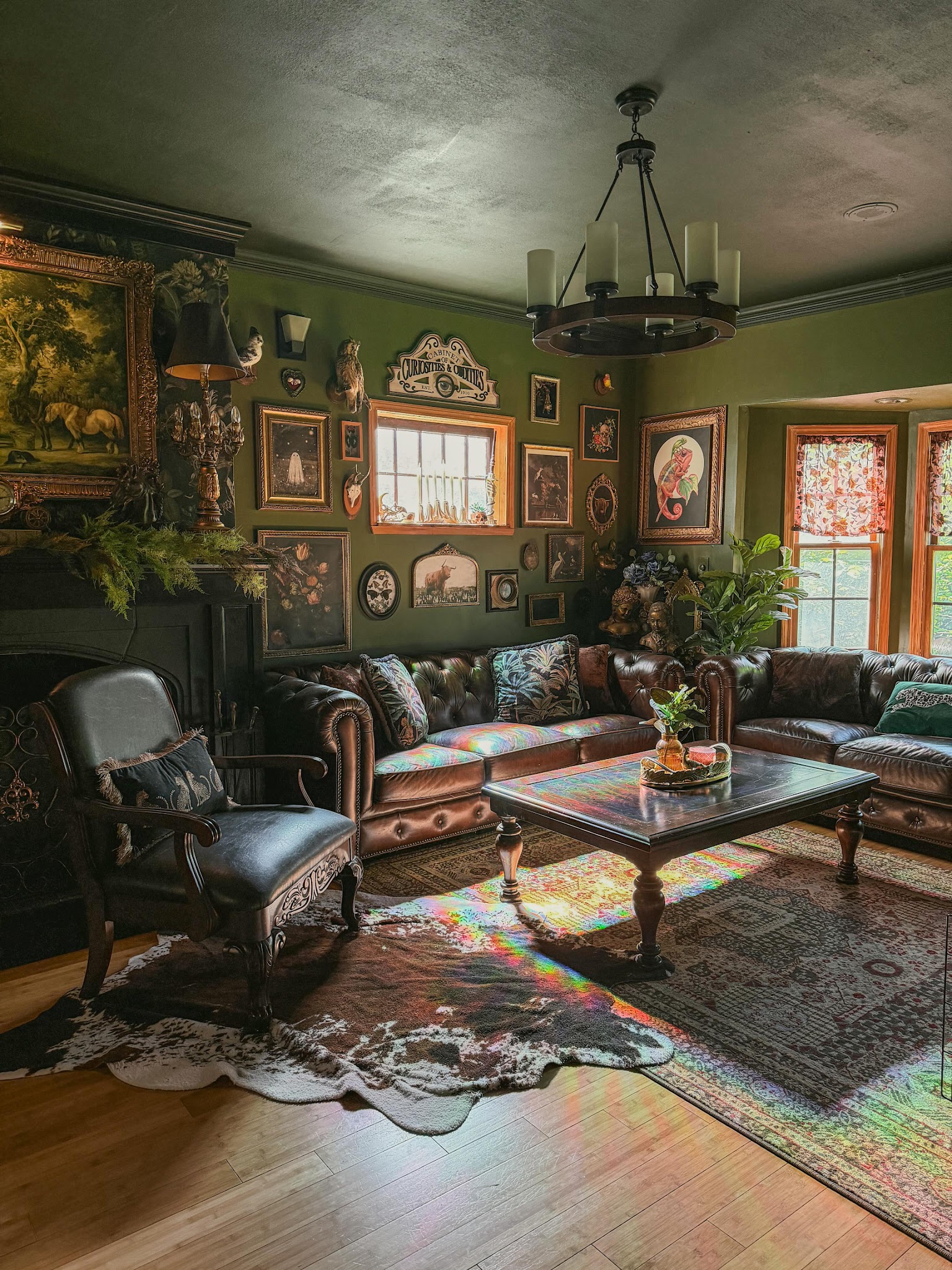 14. Create a Woodland Parlor With Olive Walls