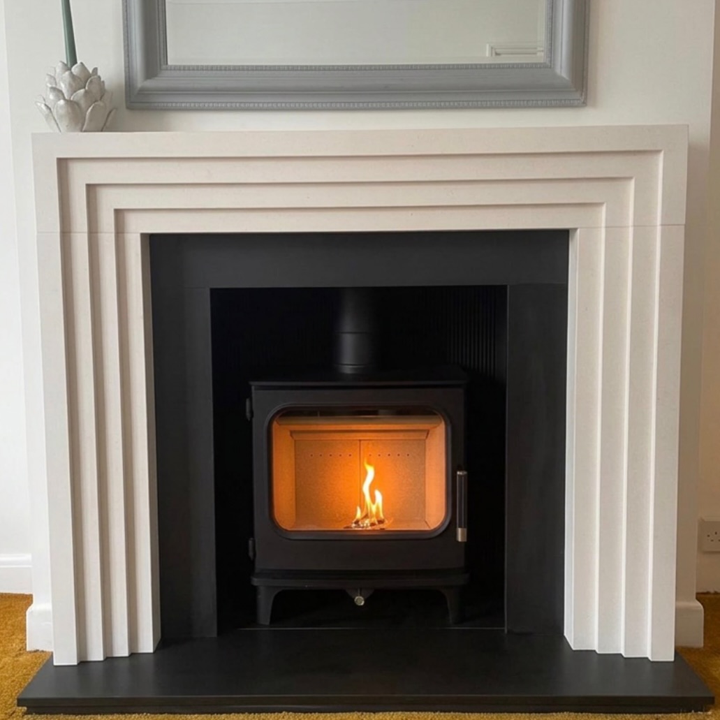 5. Frame the Fire with Stepped White Lines