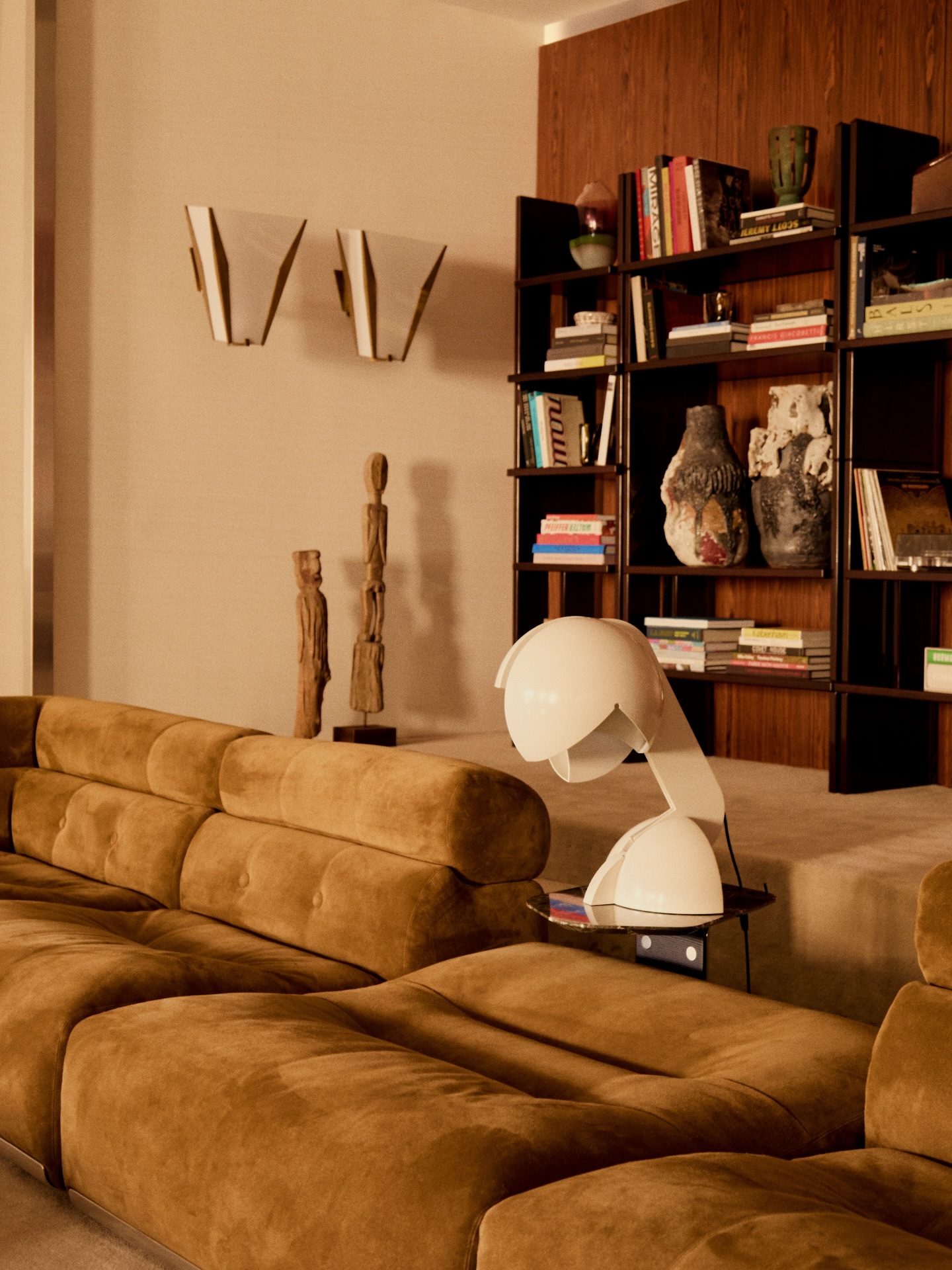 12. Mustard Upholstery with Sculptural Accents