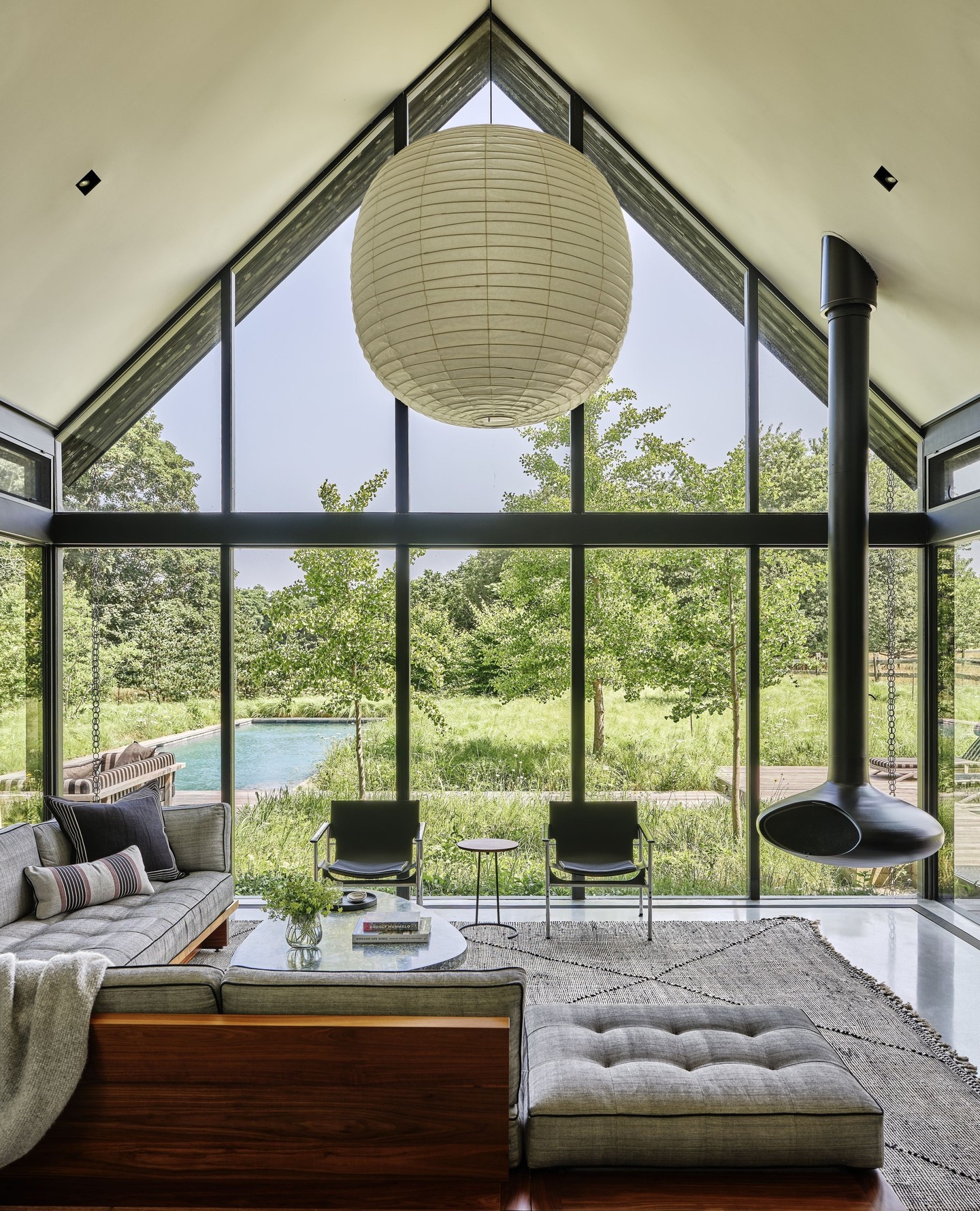 16. Balance Tall Glazing With a Paper Lantern